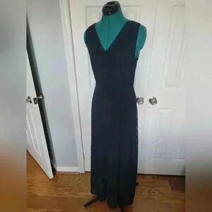 Michael Kors Size 6 Long Blue Swiss Dot Dress with short skirt and long overlay